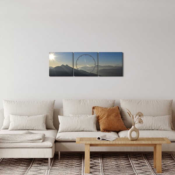 Slika - Iznad planinskih vrhova (sa satom) (90x30 cm)