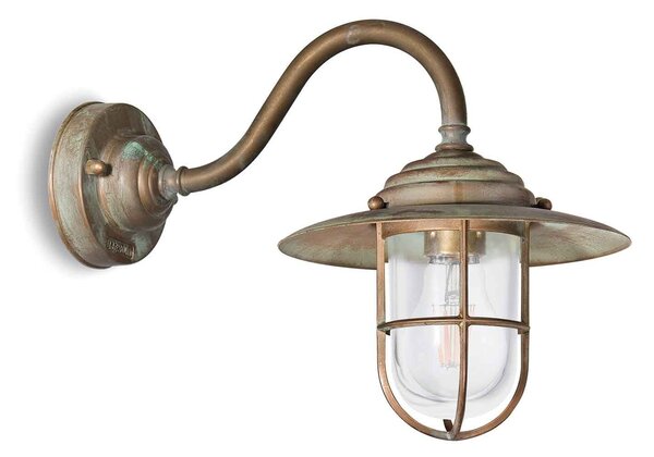 Moretti Luce Vanjska zidna lampa Chalet 140 starinski mesing/prozirno, prigušiva, Bronca / stari mesing, Metal