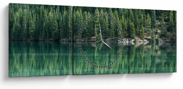 Slika - Četinari uz jezero (sa satom) (90x30 cm)