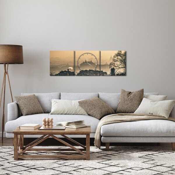 Slika - Grad pod maglom (sa satom) (90x30 cm)