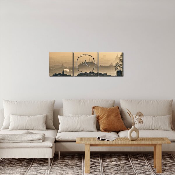 Slika - Grad pod maglom (sa satom) (90x30 cm)