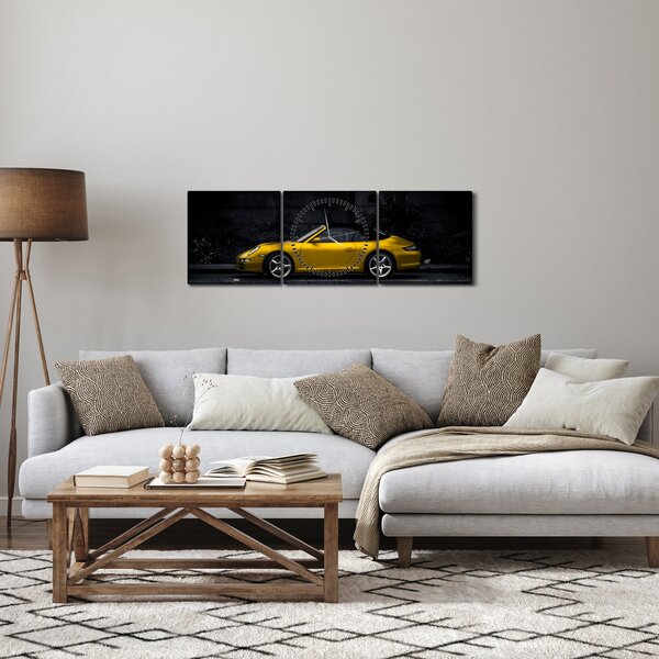 Slika - sportski automobil (sa satom) (90x30 cm)