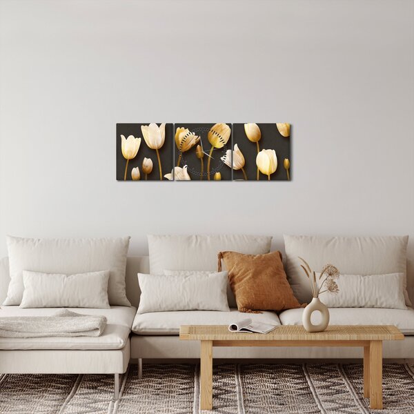 Slika - Tulipani - apstrakcija (sa satom) (90x30 cm)