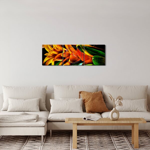 Slika narančastog buketa (sa satom) (90x30 cm)