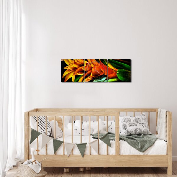 Slika narančastog buketa (sa satom) (90x30 cm)