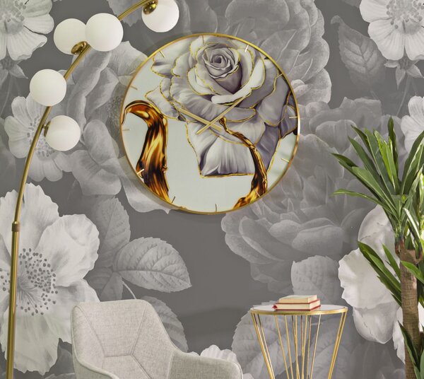 Zidni sat Glass Rose Medium