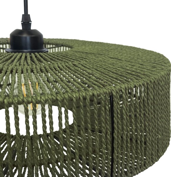 Viseća svjetiljka od jute i metala 60W Zeleno