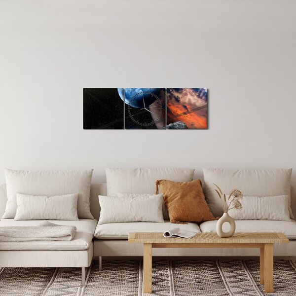 Slika planeta u svemiru (sa satom) (90x30 cm)