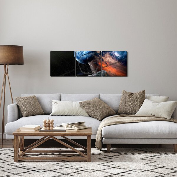 Slika planeta u svemiru (sa satom) (90x30 cm)