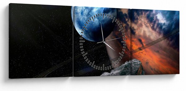 Slika planeta u svemiru (sa satom) (90x30 cm)