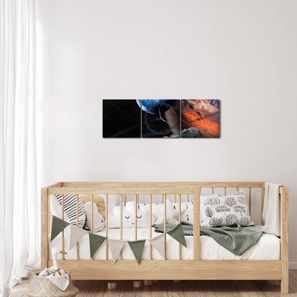 Slika planeta u svemiru (sa satom) (90x30 cm)