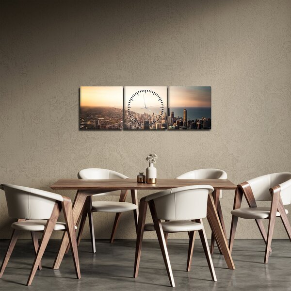 Slika zalaska sunca nad gradom (sa satom) (90x30 cm)