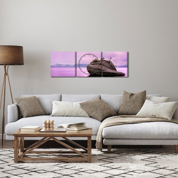 Slika kamena u moru (sa satom) (90x30 cm)