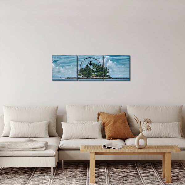 Slika - otok u moru (sa satom) (90x30 cm)