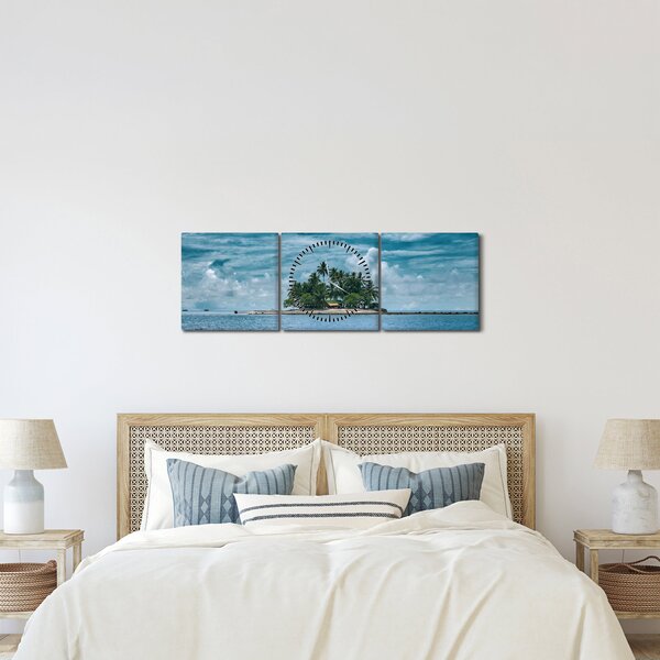 Slika - otok u moru (sa satom) (90x30 cm)