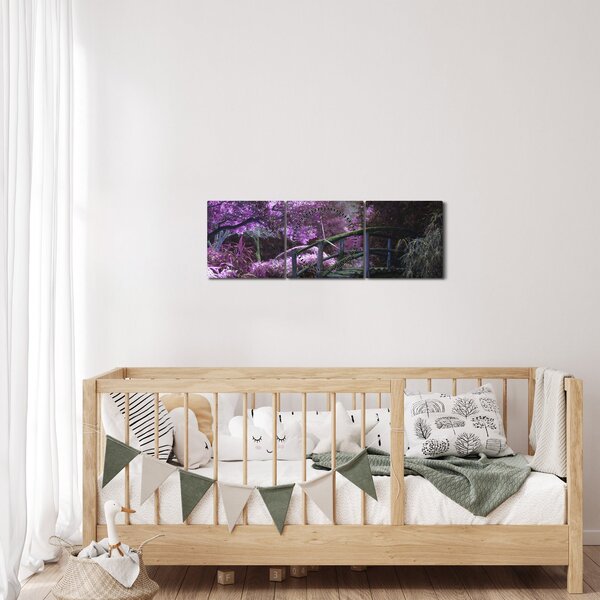 Slika ljubičastog vrta (sa satom) (90x30 cm)