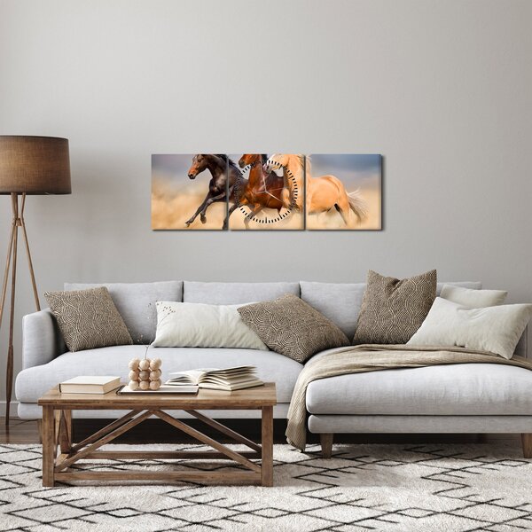 Slika - Divlji konji (sa satom) (90x30 cm)
