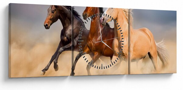 Slika - Divlji konji (sa satom) (90x30 cm)