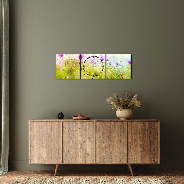 Slika - Livadsko cvijeće (sa satom) (90x30 cm)