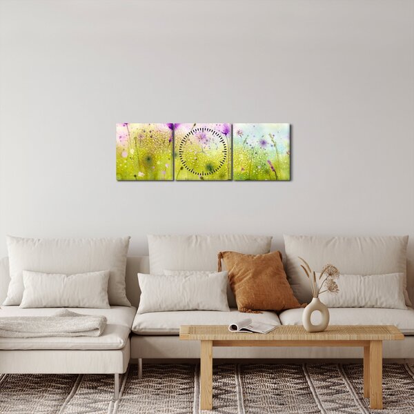 Slika - Livadsko cvijeće (sa satom) (90x30 cm)