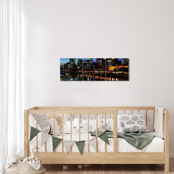 Slika noći u Melbourneu (sa satom) (90x30 cm)