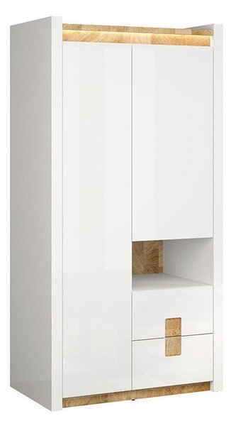 Ormar Boston BH106Sjajno bijela, Vestminsterski hrast, 201x102x60cm, Porte guardarobaVrata ormari: Klasična vrata