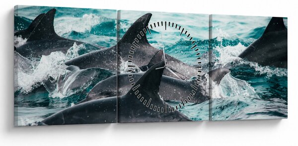 Slika - Dupini u oceanu (sa satom) (90x30 cm)