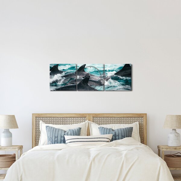 Slika - Dupini u oceanu (sa satom) (90x30 cm)