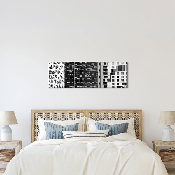 Slika crno-bijele arhitekture (sa satom) (90x30 cm)