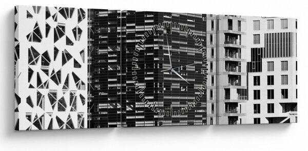 Slika crno-bijele arhitekture (sa satom) (90x30 cm)