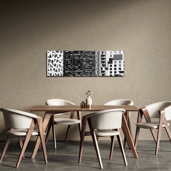 Slika crno-bijele arhitekture (sa satom) (90x30 cm)