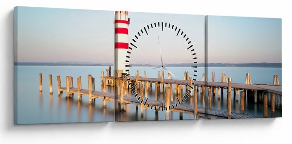 Slika svjetionika u zoru (sa satom) (90x30 cm)