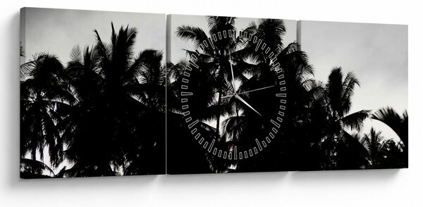 Crno-bijela slika - palme (sa satom) (90x30 cm)