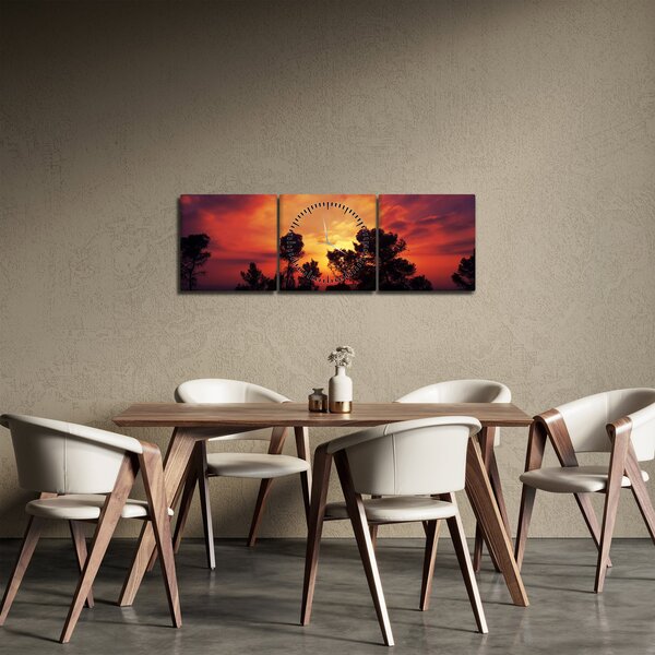 Slika zalaska sunca (sa satom) (90x30 cm)
