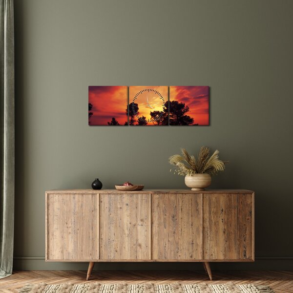 Slika zalaska sunca (sa satom) (90x30 cm)