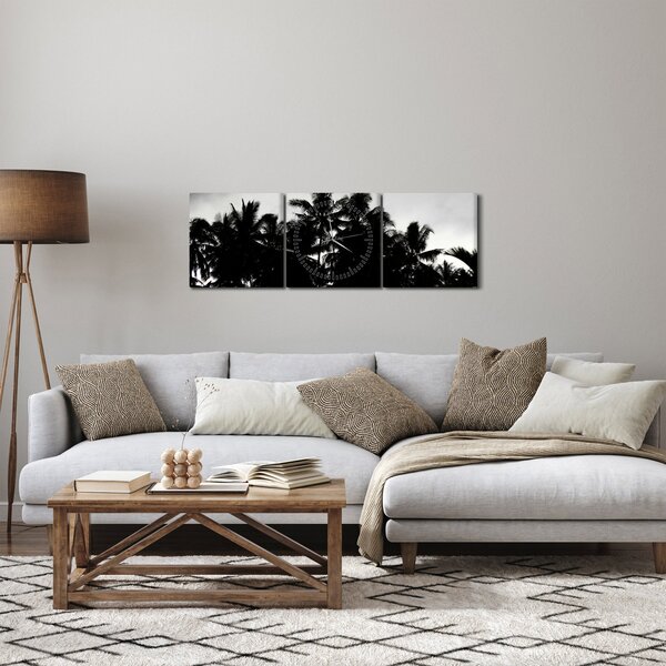 Crno-bijela slika - palme (sa satom) (90x30 cm)