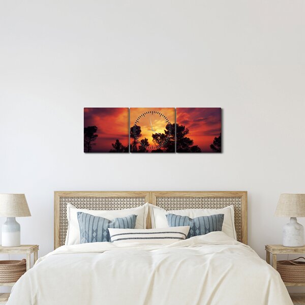 Slika zalaska sunca (sa satom) (90x30 cm)