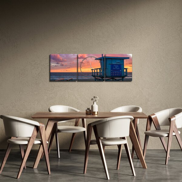 Slika plaže Santa Monica (sa satom) (90x30 cm)