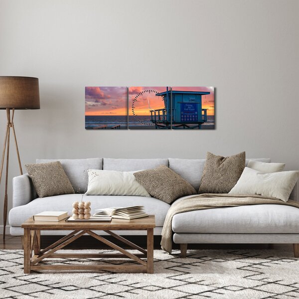 Slika plaže Santa Monica (sa satom) (90x30 cm)