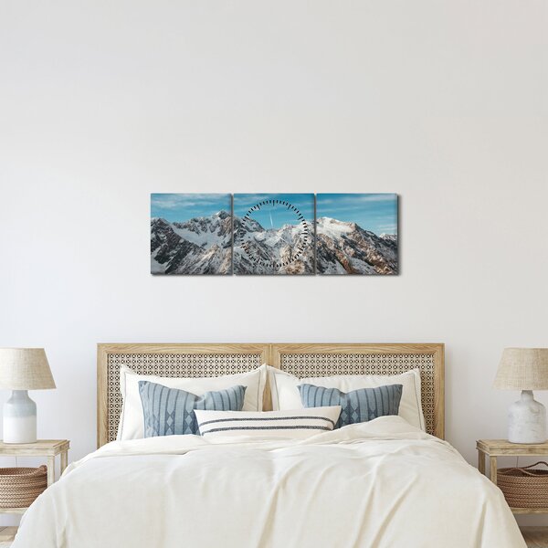 Slika snježnih vrhova, Fiordland (sa satom) (90x30 cm)