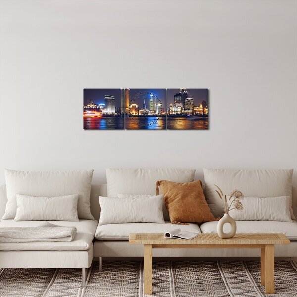 Slika - Odsjaj noći (sa satom) (90x30 cm)
