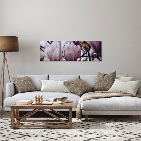 Slika - Magnolija (sa satom) (90x30 cm)
