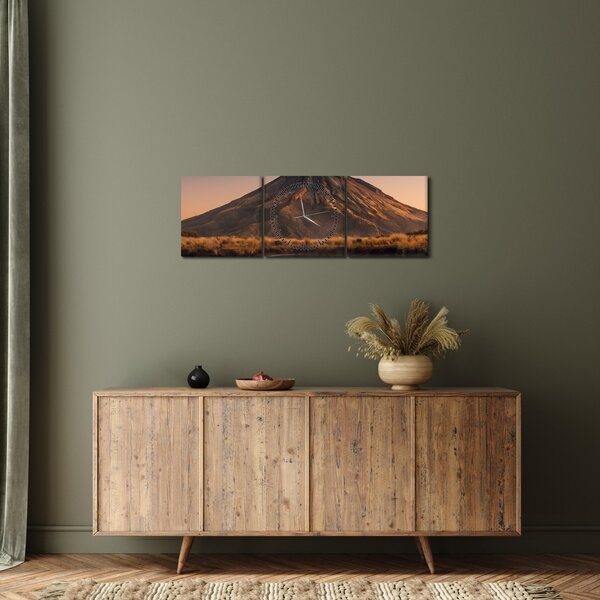 Slika odsjaj planine Taranaki, Novi Zeland (sa satom) (90x30 cm)