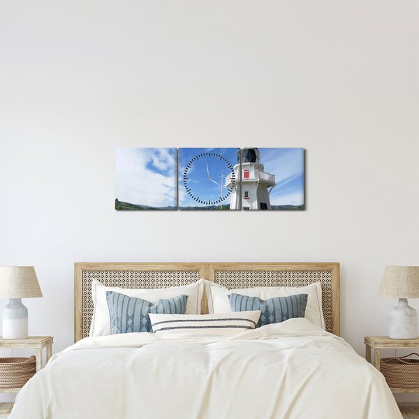 Slika svjetionika Akaroa, Novi Zeland (sa satom) (90x30 cm)