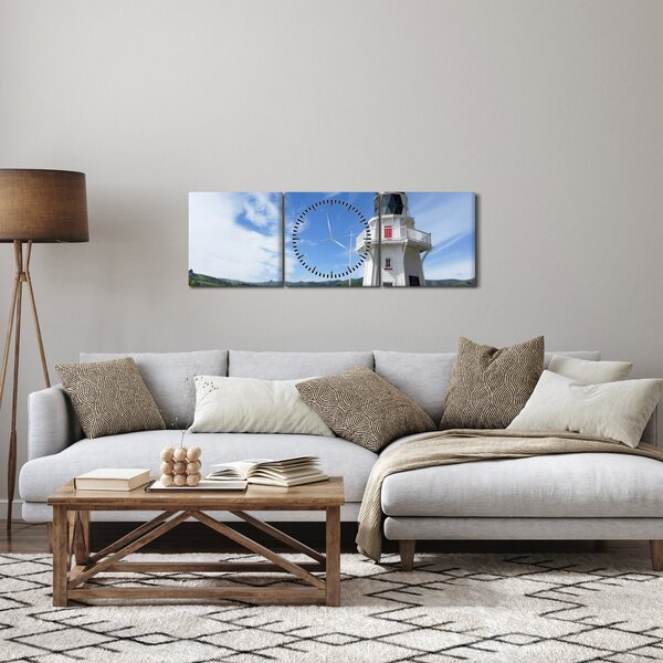 Slika svjetionika Akaroa, Novi Zeland (sa satom) (90x30 cm)