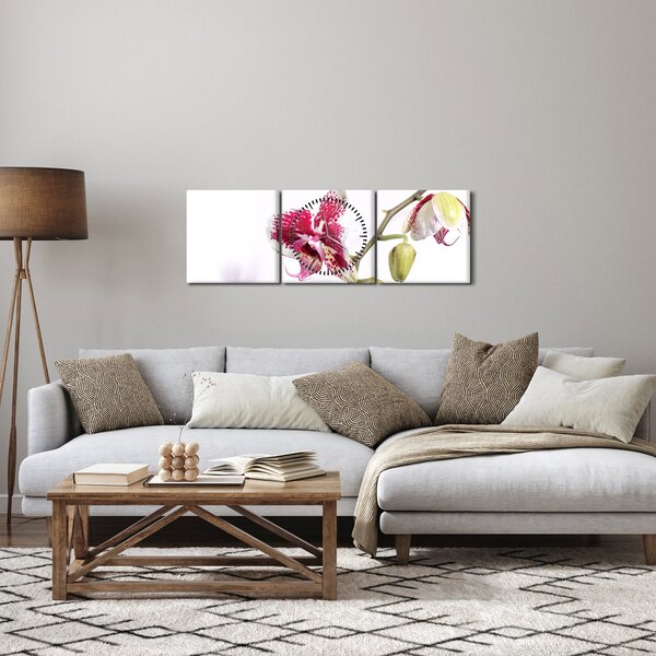 Slika cvijeta orhideje (sa satom) (90x30 cm)