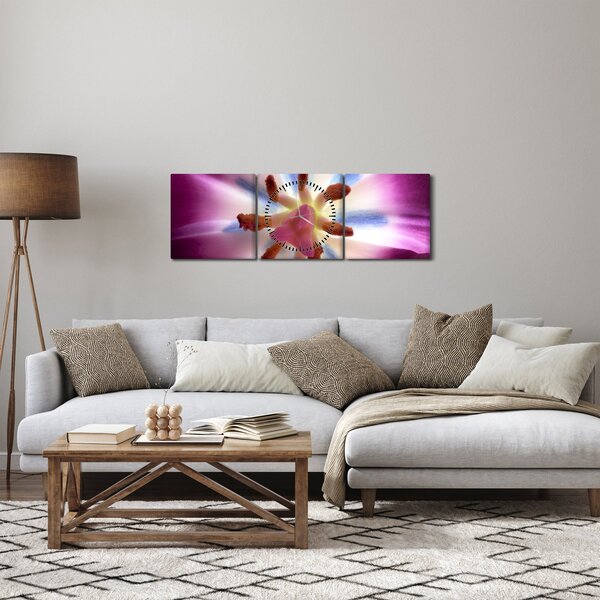 Slika - Cvijet tulipana u detalju (sa satom) (90x30 cm)