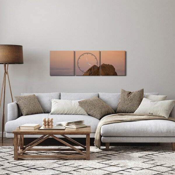 Slika zalaska sunca u stijenama (sa satom) (90x30 cm)