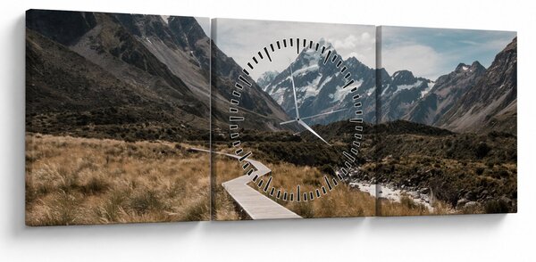 Slika - Šetnica u dolini planine Mt. Cook (sa satom) (90x30 cm)