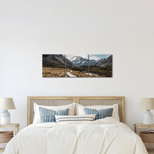 Slika - Šetnica u dolini planine Mt. Cook (sa satom) (90x30 cm)